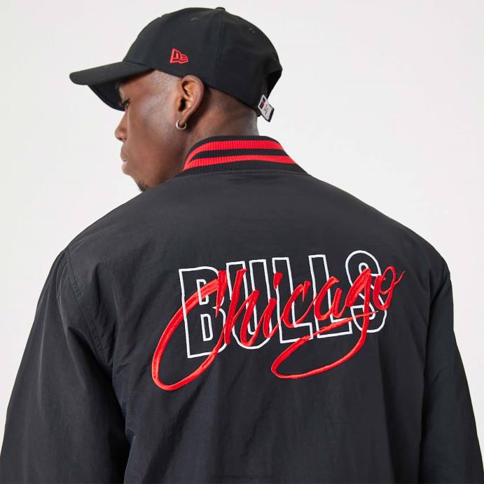 FFTN2563 New Era chicago bulls nba script jaqueta bomber preta