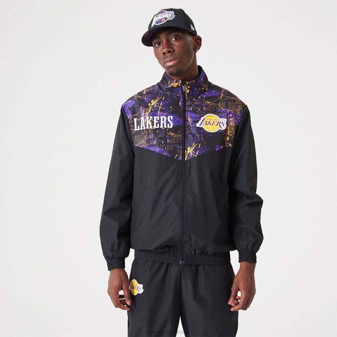 FFTN2568 New Era la lakers nba jaqueta preta com estampa all over