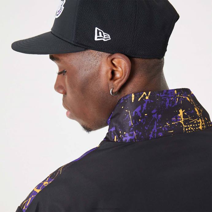 FFTN2568 New Era la lakers nba jaqueta preta com estampa all over