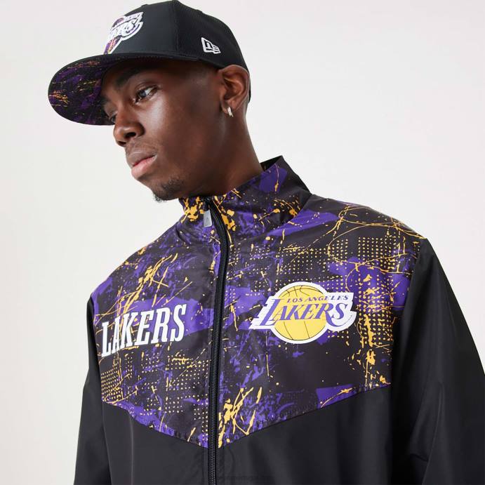 FFTN2568 New Era la lakers nba jaqueta preta com estampa all over