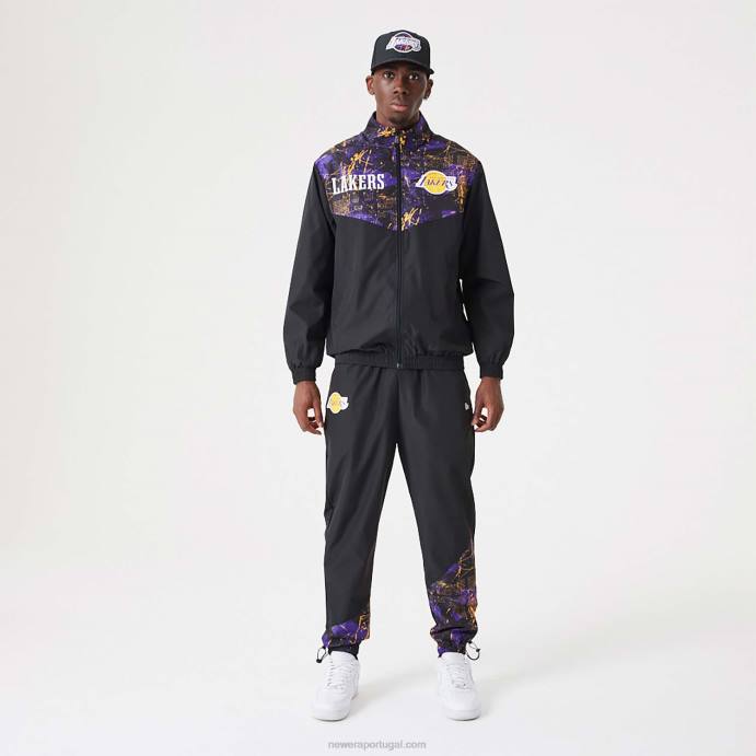 FFTN2568 New Era la lakers nba jaqueta preta com estampa all over