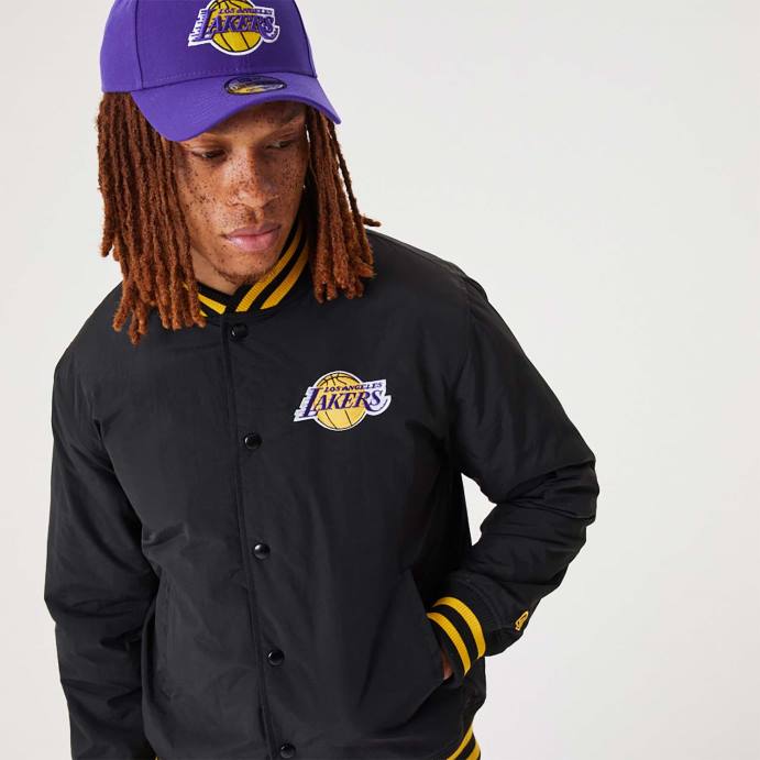 FFTN2569 New Era la lakers nba script jaqueta bomber preta
