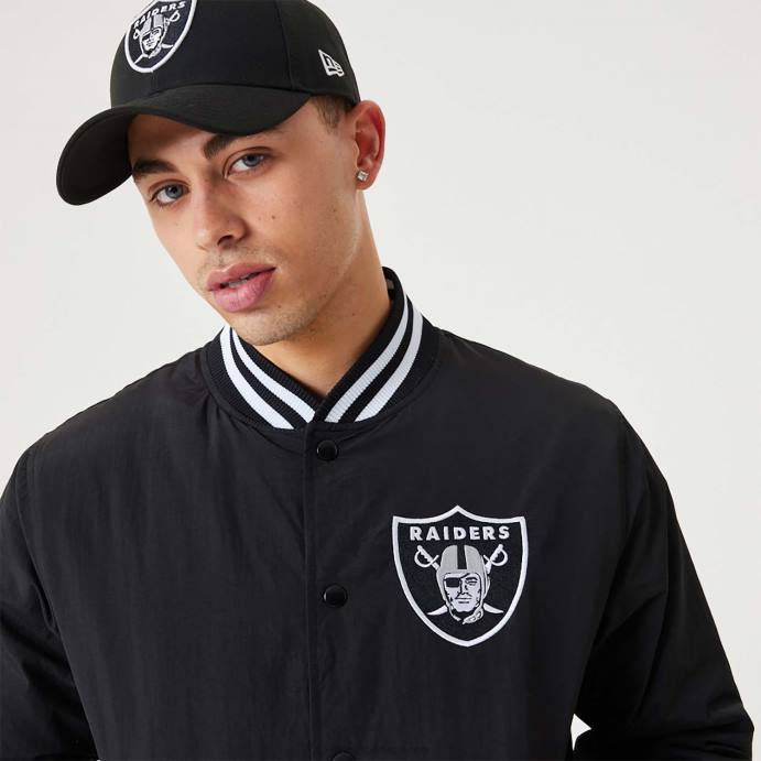 FFTN2570 New Era jaqueta bomber preta las vegas raiders nfl team logo