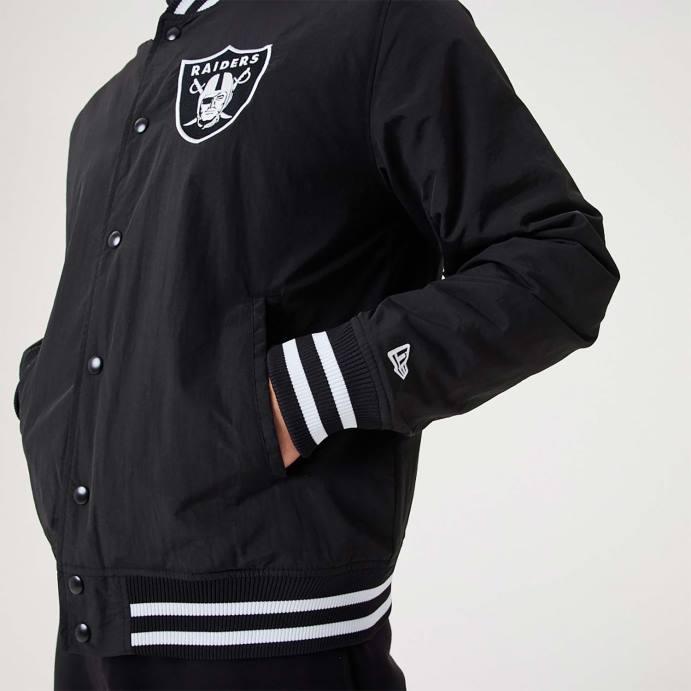 FFTN2570 New Era jaqueta bomber preta las vegas raiders nfl team logo