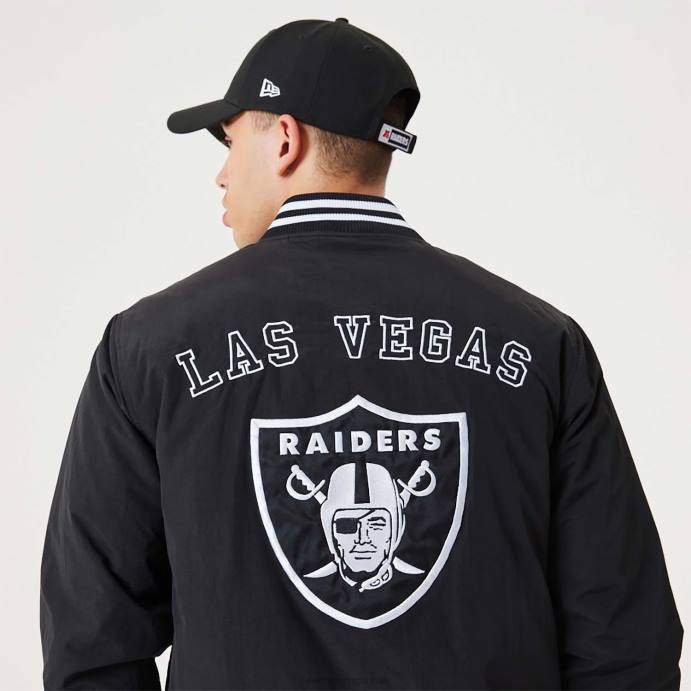FFTN2570 New Era jaqueta bomber preta las vegas raiders nfl team logo