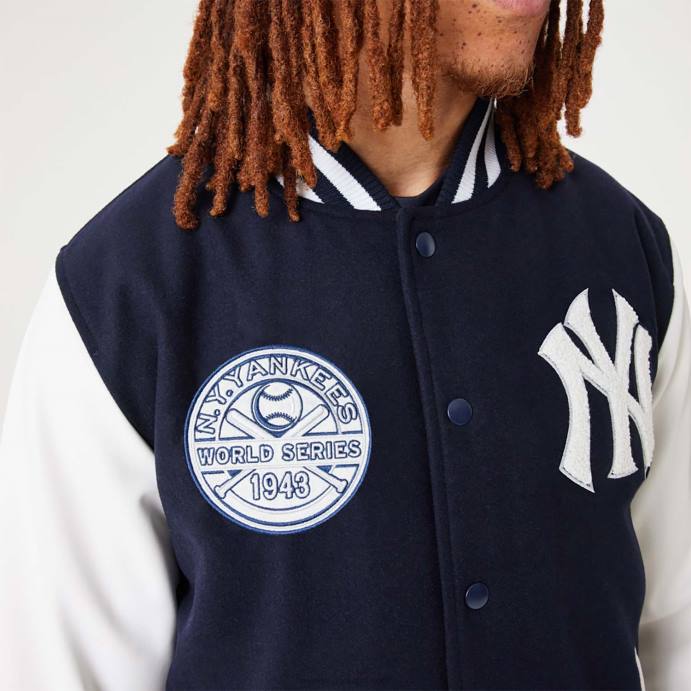 FFTN2572 New Era New York Yankees MLB Heritage Jaqueta Varsity azul escuro