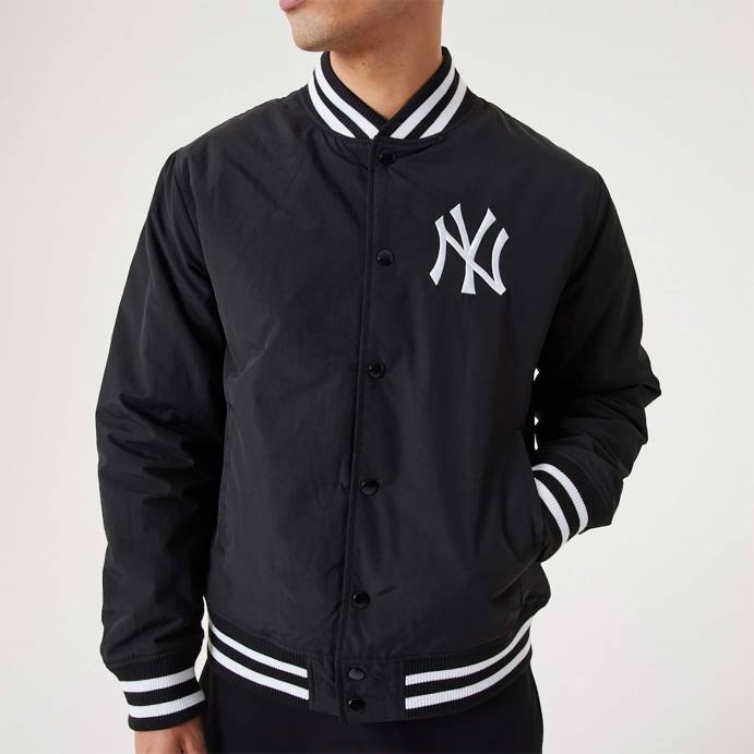 FFTN2573 New Era Jaqueta bomber preta New York Yankees MLB Team Logo