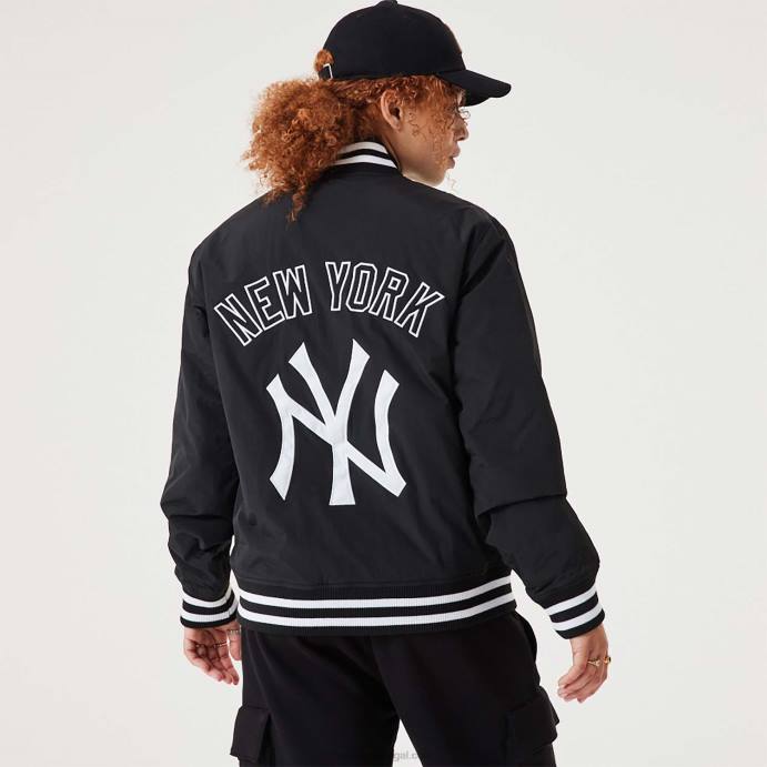 FFTN2573 New Era Jaqueta bomber preta New York Yankees MLB Team Logo