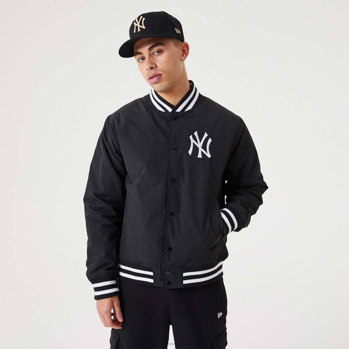 FFTN2573 New Era Jaqueta bomber preta New York Yankees MLB Team Logo