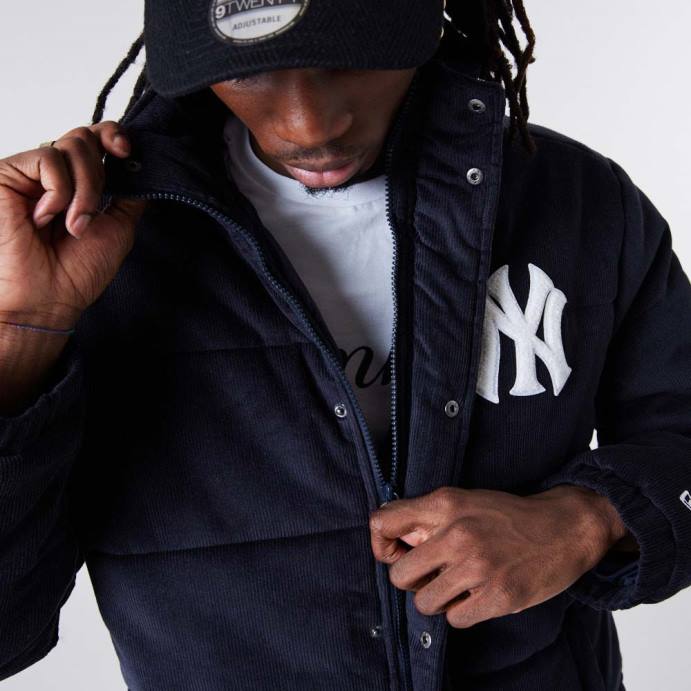 FFTN2575 New Era Jaqueta puffer New York Yankees mlb com cordão marinho