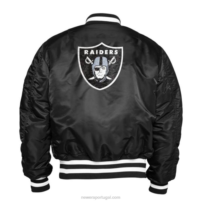 FFTN2577 New Era Las Vegas Raiders x Alpha Industries Jaqueta bomber preta reversível