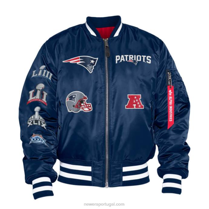 FFTN2578 New Era Jaqueta bomber reversível New England Partriots X Alpha Industries