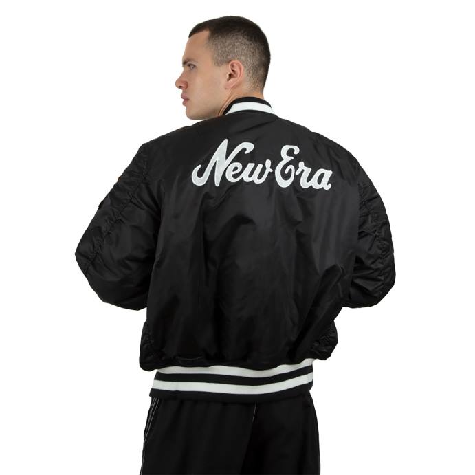 FFTN2580 New Era Jaqueta bomber preta reversível Alpha Industries