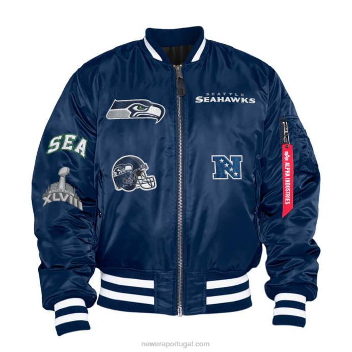 FFTN2581 New Era jaqueta bomber reversível seattle seahawks x alpha Industries