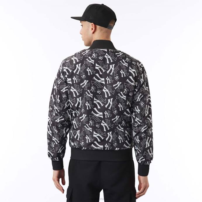 FFTN2583 New Era New York Yankees Jaqueta bomber preta com estampa de logo