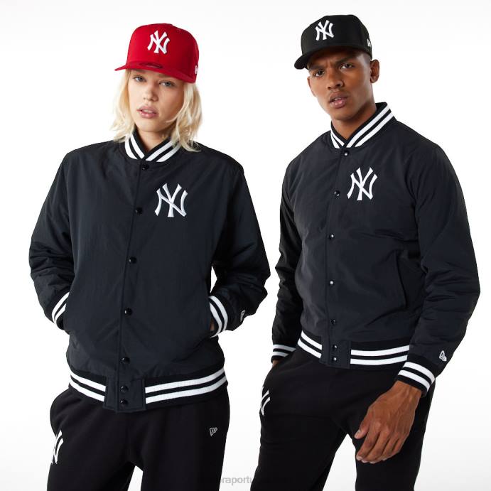 FFTN2584 New Era jaqueta bomber preta com logo do time new york yankees