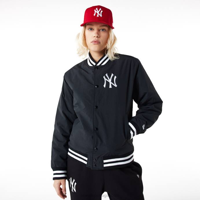 FFTN2584 New Era jaqueta bomber preta com logo do time new york yankees