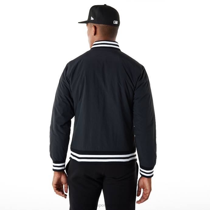 FFTN2584 New Era jaqueta bomber preta com logo do time new york yankees