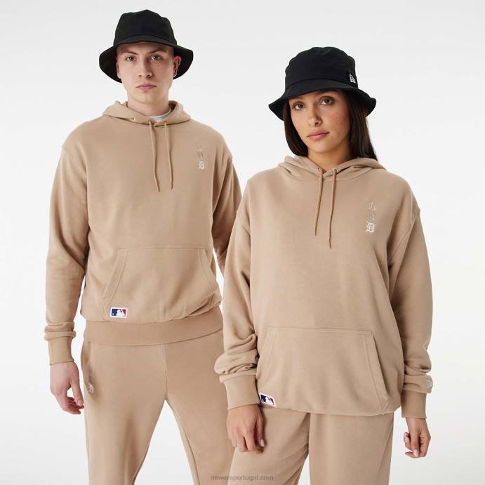 FFTN2656 New Era detroit tigers mlb pull over marrom com logo empilhado