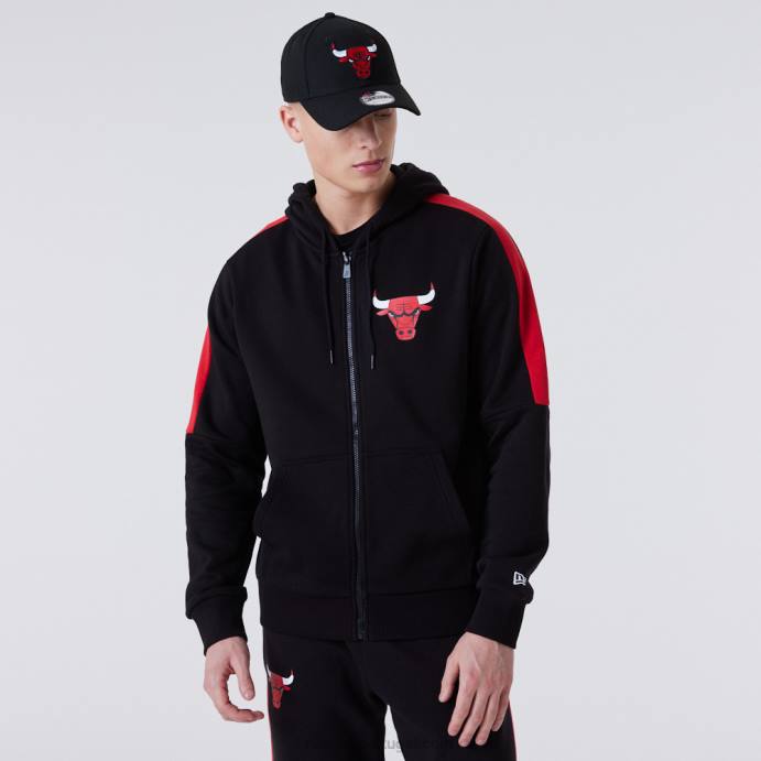 FFTN2658 New Era chicago bulls moletom preto com detalhe de painel de zíper