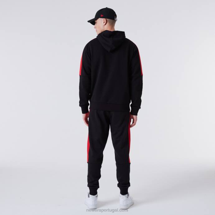 FFTN2658 New Era chicago bulls moletom preto com detalhe de painel de zíper