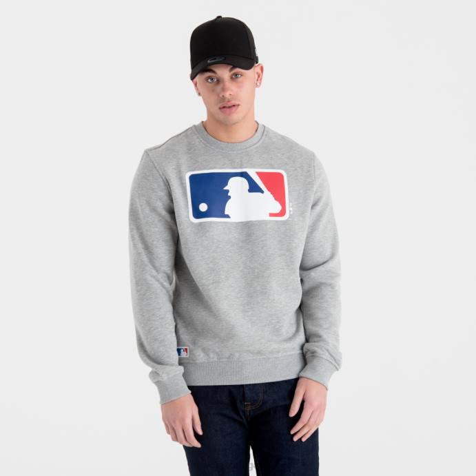 FFTN2662 New Era moletom gola careca cinza com logo mlb