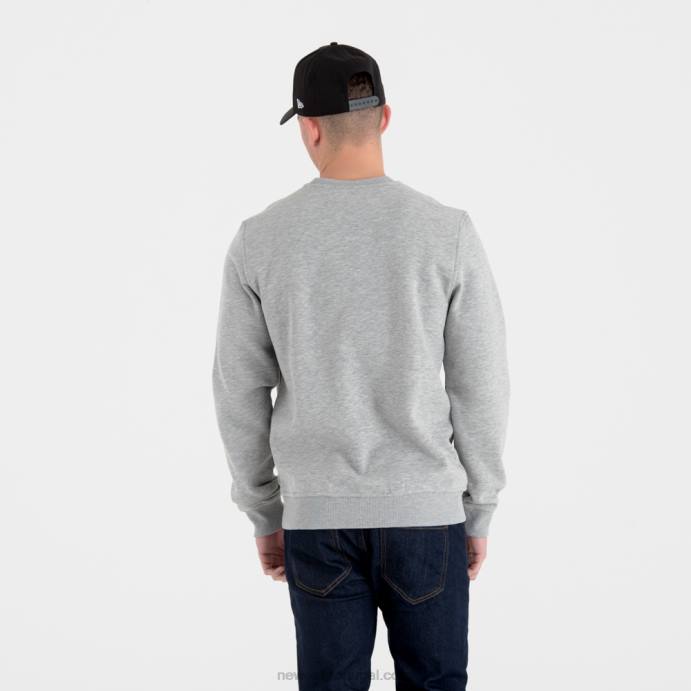 FFTN2662 New Era moletom gola careca cinza com logo mlb