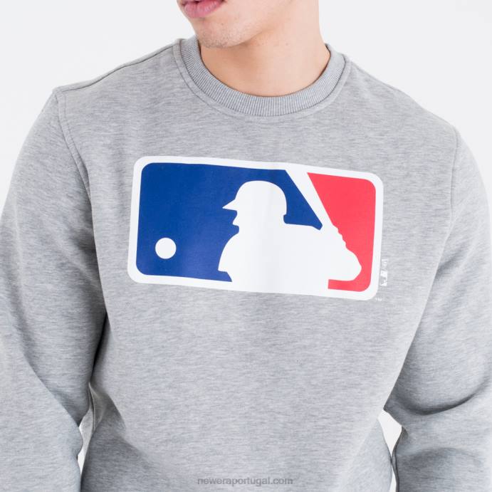 FFTN2662 New Era moletom gola careca cinza com logo mlb
