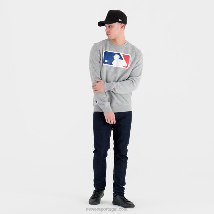 FFTN2662 New Era moletom gola careca cinza com logo mlb