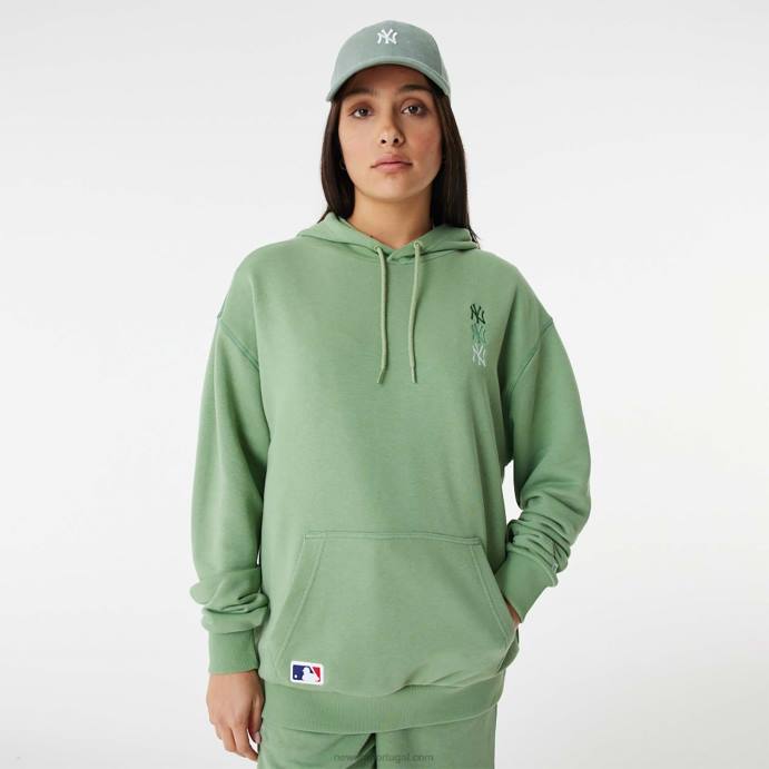 FFTN2664 New Era new york yankees mlb pull over verde com logo empilhado