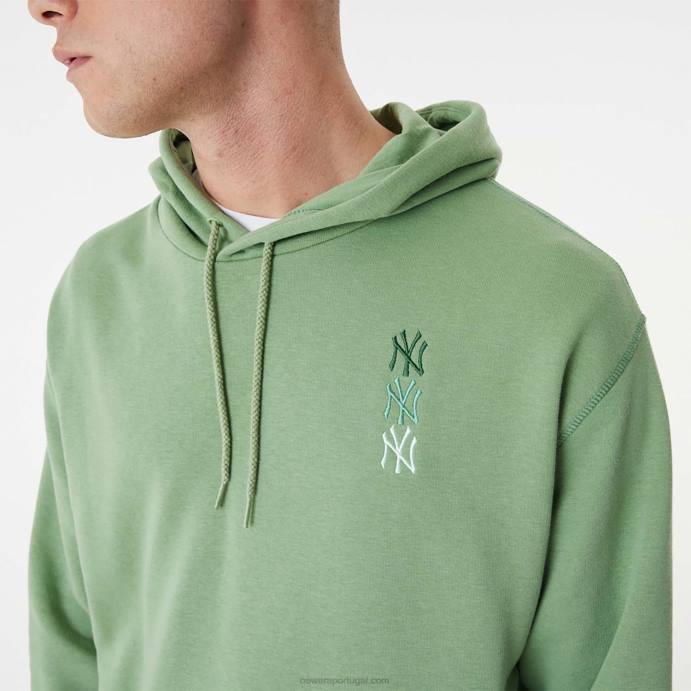 FFTN2664 New Era new york yankees mlb pull over verde com logo empilhado