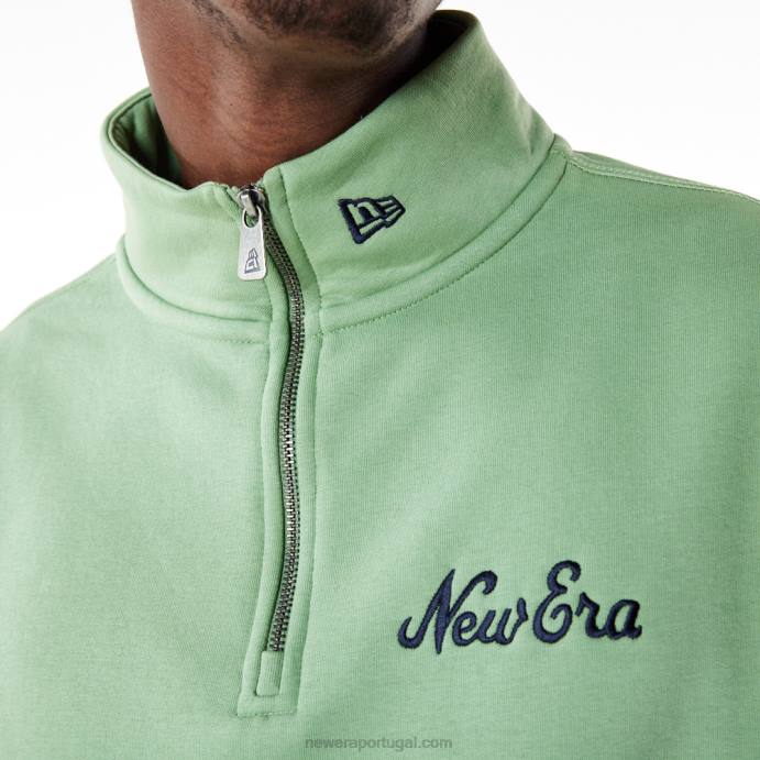 FFTN2667 New Era moletom verde script com meio zíper