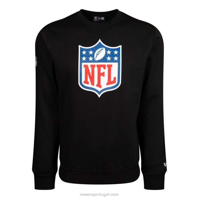 FFTN2668 New Era moletom gola redonda preta com logo nfl