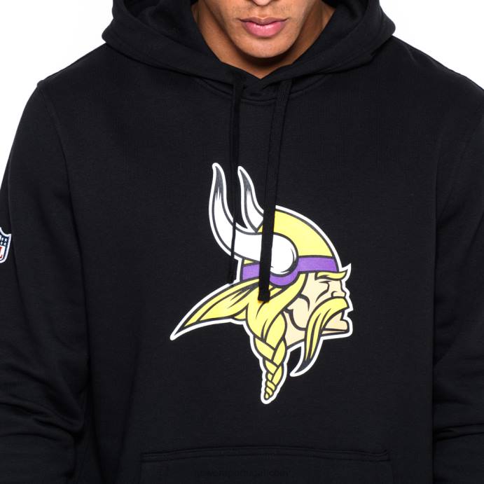 FFTN2669 New Era moletom preto com logo da equipe vikings minnesota