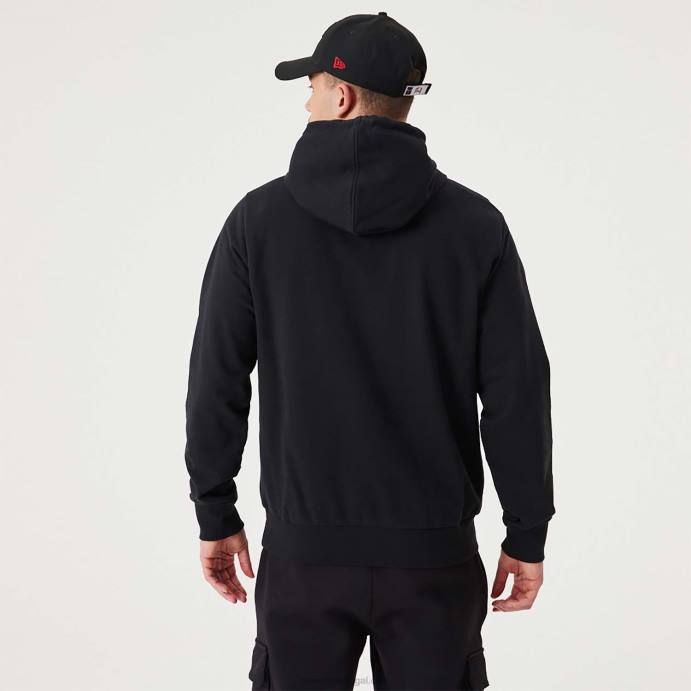 FFTN2673 New Era moletom com capuz preto chicago bulls nba drip logo