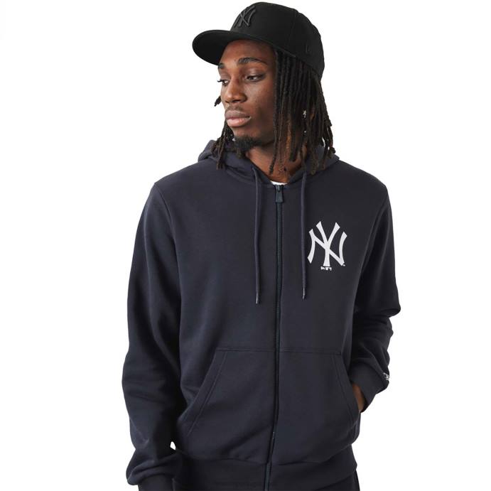 FFTN2675 New Era New York Yankees MLB League Moletom com zíper azul marinho essencial