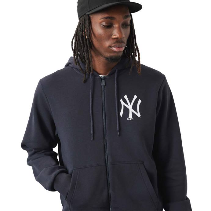 FFTN2675 New Era New York Yankees MLB League Moletom com zíper azul marinho essencial