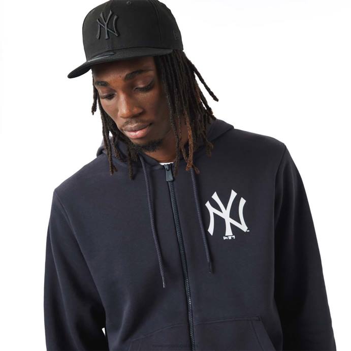 FFTN2675 New Era New York Yankees MLB League Moletom com zíper azul marinho essencial