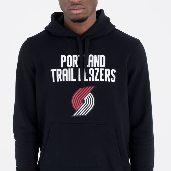 FFTN2679 New Era portland trail blazers moletom preto com logo da equipe