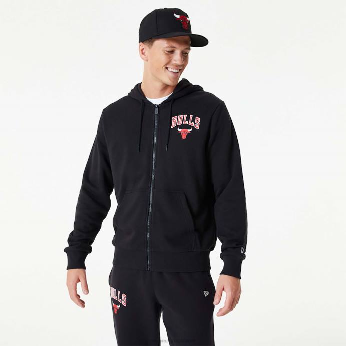 FFTN2680 New Era chicago bulls nba essentials moletom preto com zíper completo