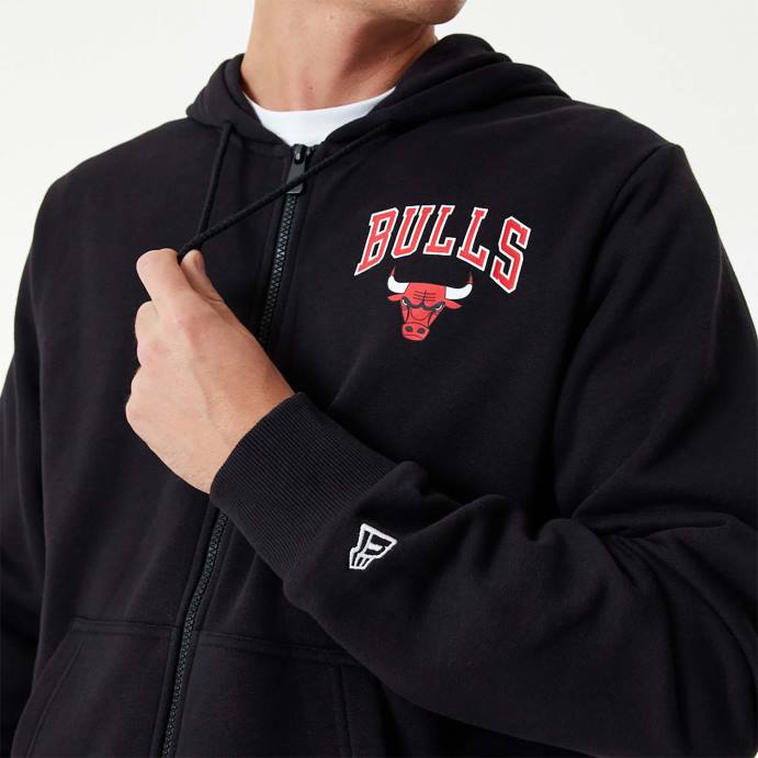 FFTN2680 New Era chicago bulls nba essentials moletom preto com zíper completo