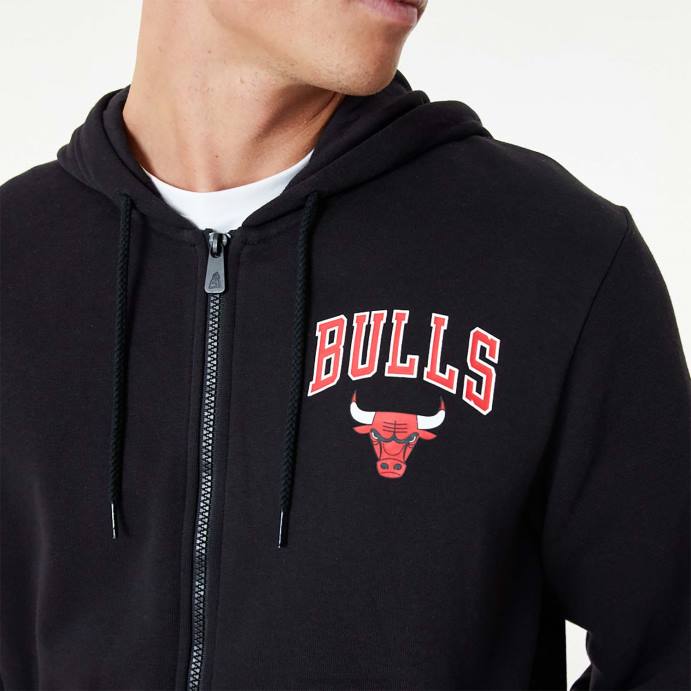FFTN2680 New Era chicago bulls nba essentials moletom preto com zíper completo