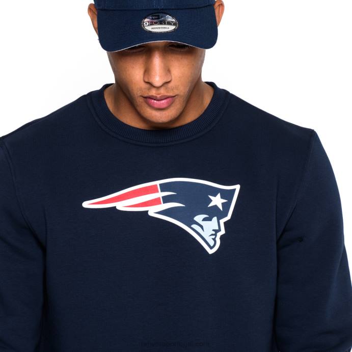 FFTN2685 New Era New England Patriots Moletom com gola redonda azul logo da equipe
