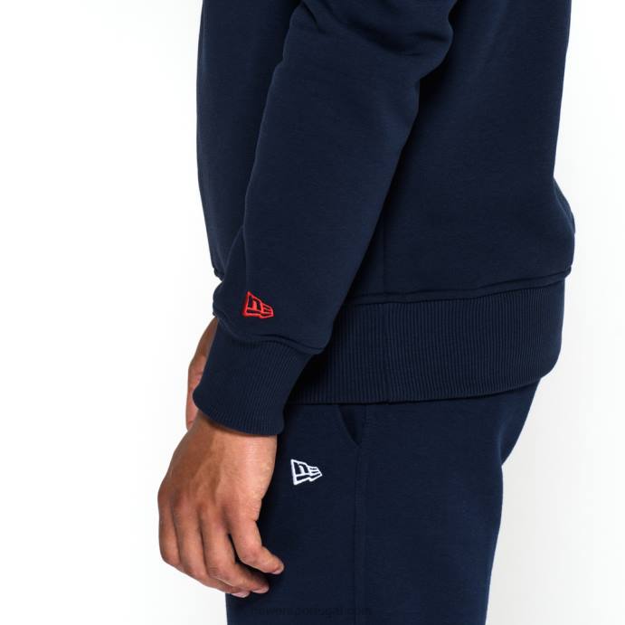 FFTN2685 New Era New England Patriots Moletom com gola redonda azul logo da equipe