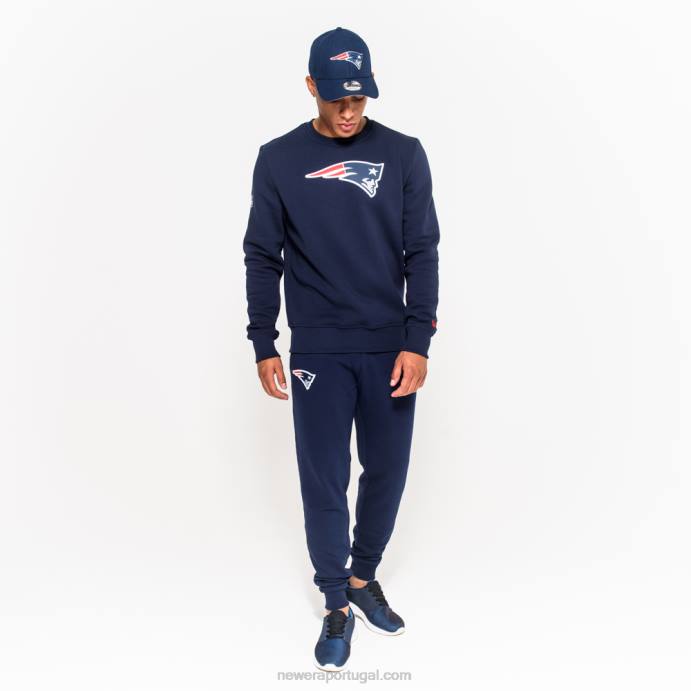 FFTN2685 New Era New England Patriots Moletom com gola redonda azul logo da equipe
