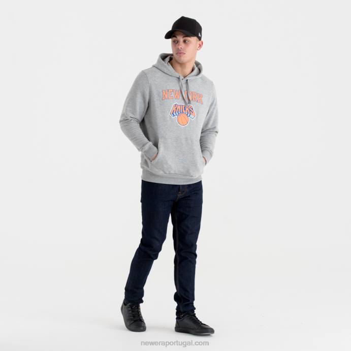 FFTN2686 New Era New York Knicks moletom cinza com logo da equipe