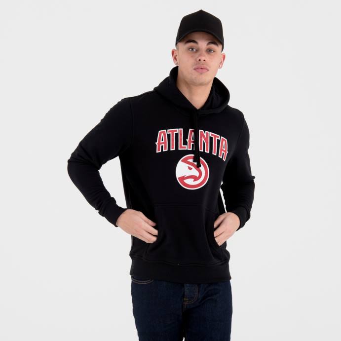 FFTN2687 New Era moletom preto com logo do time atlanta hawks
