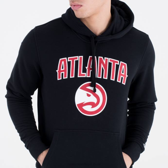FFTN2687 New Era moletom preto com logo do time atlanta hawks