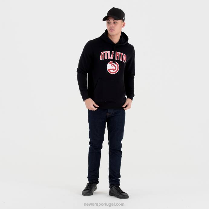 FFTN2687 New Era moletom preto com logo do time atlanta hawks