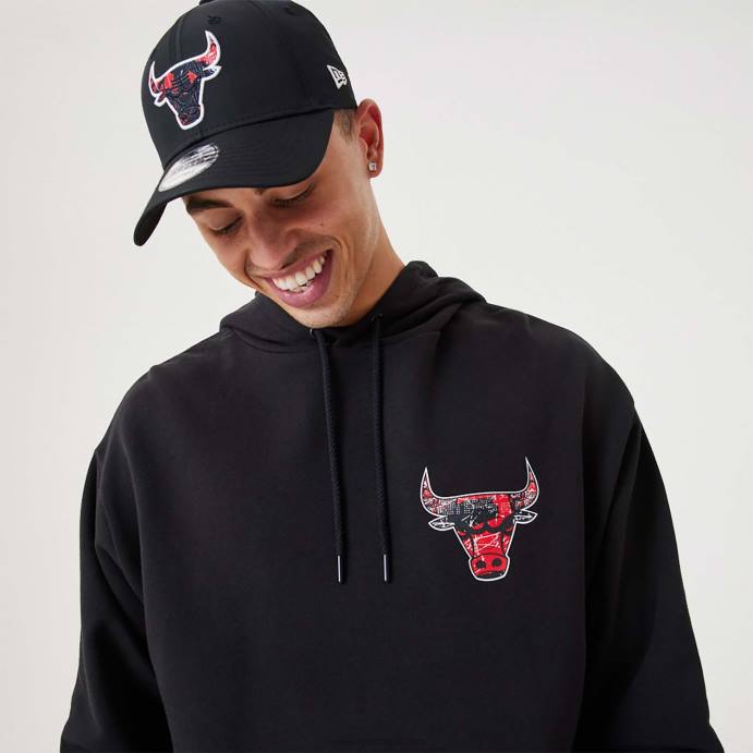 FFTN2688 New Era chicago bulls nba infill team pullover com capuz preto